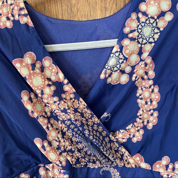 Tribal Print V Neck Short Sleeve Dress Size L - Picture 4 of 9